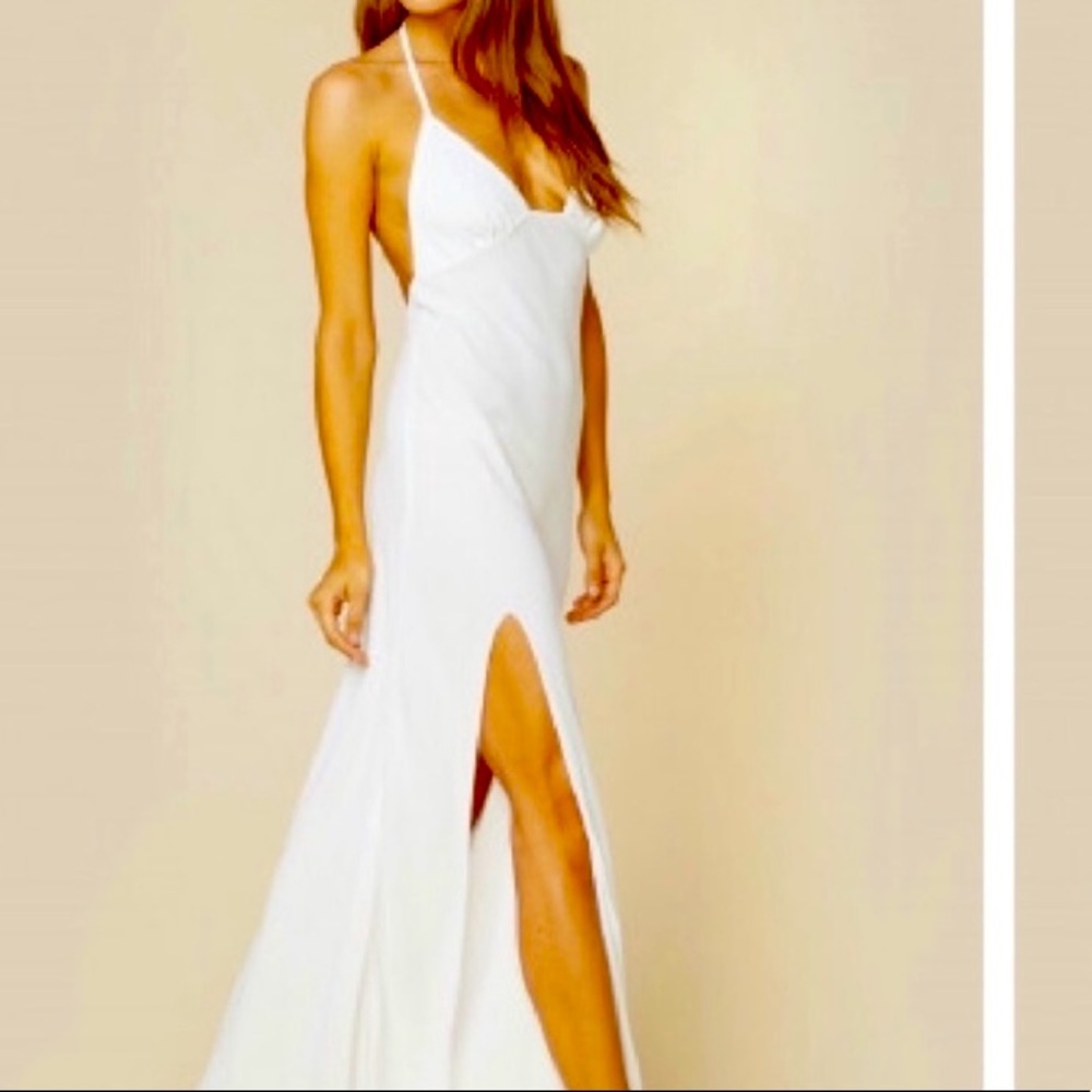 Blue Life White Halter Maxi Dress NWT